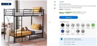 N7673 Twin over Twin Steel Bunk Beds Frame, Black