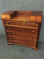1870's Wood High Boy Dresser w/False Bottom