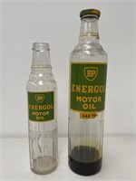 2 x BP ENERGOL Motor Oil Bottles Inc. Pint & Quart