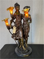 After Moreau "Sisters" Bronze Lamp
