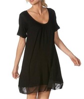 Sleepwell Short-Sleeve Sleep Gown BLACK LARGE