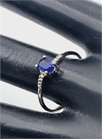 Sterling Silver Simulated Blue Sapphire Ring