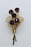 Vintage Gold Tone Amethyst Rhinestone Brooch