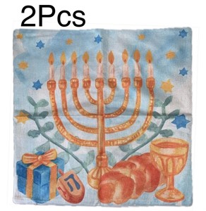 4Pcs FARMNALL Linen Hanukkah Pillow Covers 18x18in