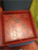 Wooden red tray with flowers