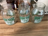 Irish Wake jars, plastic shot glasses, Stainless