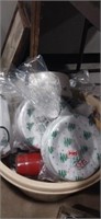 Lot with disposable dishware and more