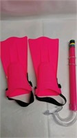 Pink kids snorkel & flippers
