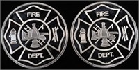 (2) 1 OZ .999 SILVER FIRE DEPARTMENT ROUNDS