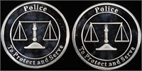 (2) 1 OZ .999 SILVER POLICE ROUNDS