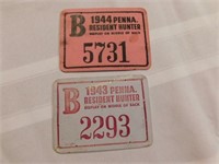 1943 & 1944 Pennsylvania Resident hunting licenses