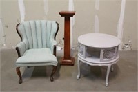 Chair, Plant Stand, Approx 11"x42" & End Table