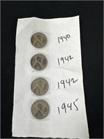 1940, 1942,1945 Pennies