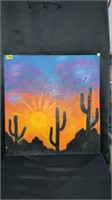 Cactus plywood paint wall art, Approximately