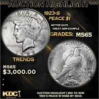 ***Auction Highlight*** 1923-s Peace Dollar $1 Gra