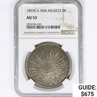 1893CA MM Mexico Silver 8 Reales NGC AU53