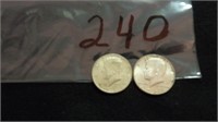 2) 1964 Kennedy Half Dollars