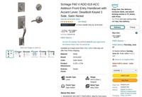 R3767  Schlage Addison Handleset, Satin Nickel