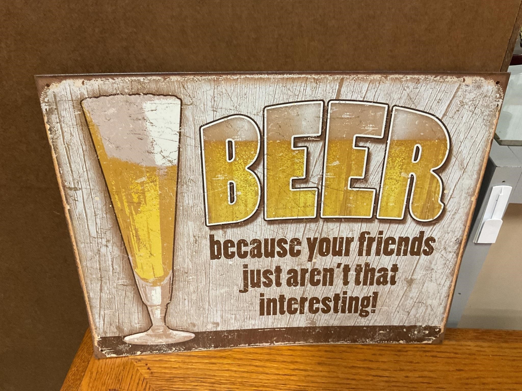 12.5” x16” metal beer sign