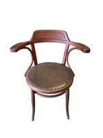 Vintage Armchair With Leather/Vinyl Seat
