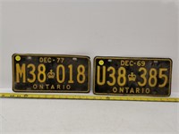 2 1969 ontario license plates