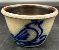 Stoneware Blue Decorated Bird Custard Bowl