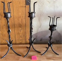 E - LOT OF 3 CANDLE HOLDERS (G66)