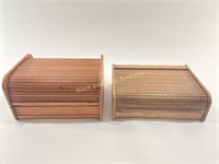 (2) VTG Mid Century Teak Wood Tambour Boxes