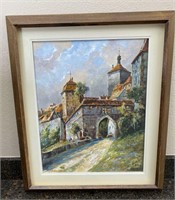 Oil Painting: European Town Scene