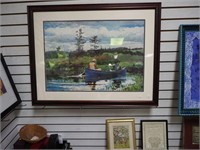 Framed Winslow Homer print of two men in