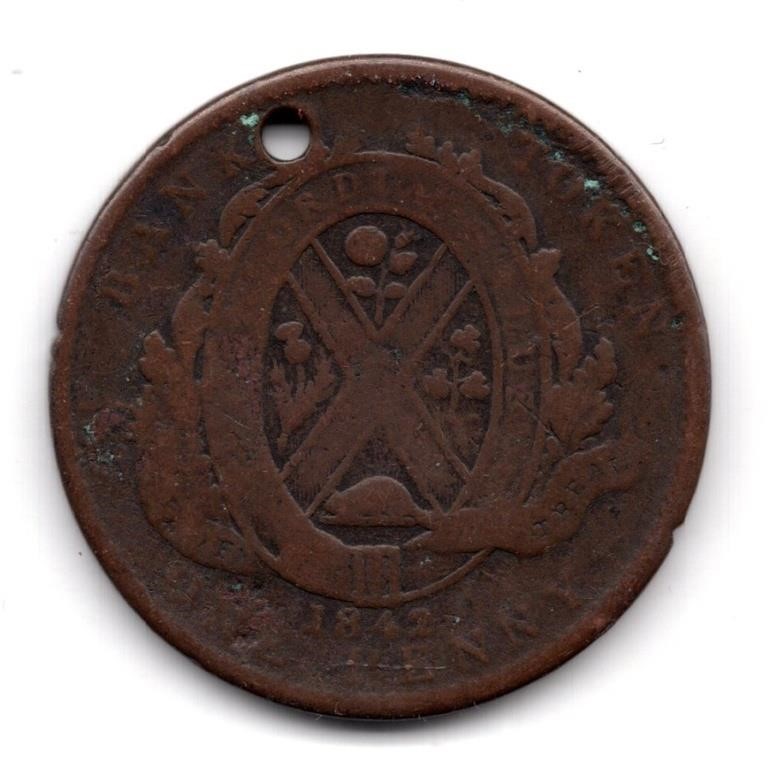 1842 Bank of Montreal One Penny Token
