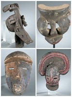 4 African style masks, 20th century.