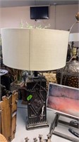 RUSTIC STYLE TABLE LAMP W/ SHADE, 28" TALL