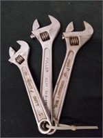 Three crescent wrenches