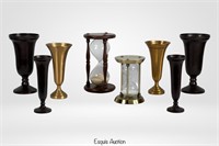 Vintage Hourglass Sand Timers & Pottery Barn Vases