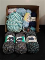 New skeins of yarn and one big ball of yarn