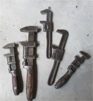 (5) Antique pipe wrenches.