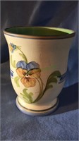 Weller pottery vase with a pansy flower, 6 inches