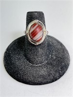 Sterling Laced Agate Ring 4 Grams Size 5.5