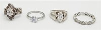 4-STERLING FASHION BLING RINGS-SOME W/ CZ