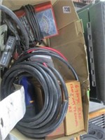 1179) Box w voltmeter, red-black batt. cable, misc