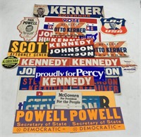 (S) Various Campaign Stickers Including Kennedy &