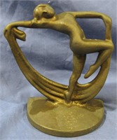 VINTAGE BRASS WOMAN DANCING BOOKEND