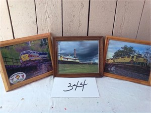 (3) FRAMED TRAIN PICTURES