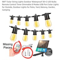 96FT Solar String Lights Outdoor Waterproof 30+2