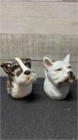 Pair Dog Creamer Jugs 3.5" High Made Japan