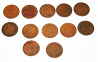 (12) Indian Head Pennies 1895, 1898, 1902, 1903
