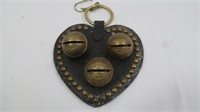 Vintage Bells on Heart-shaed Leather