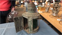 H.A.J. Helvig & Co. green glass railroad lantern