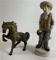 Japan Horse Figure and Ceramic Cowboy